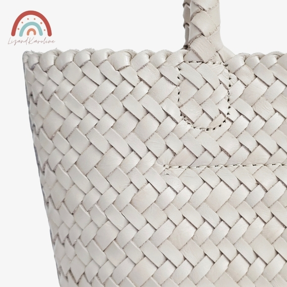 New! Madewell Handwoven Mini Tote Woven Leather Bag in Alabaster - Picture 12 of 16